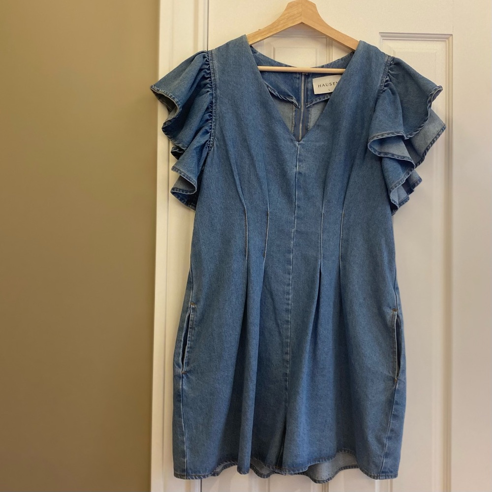 HAUSEN Denim ruffled romper